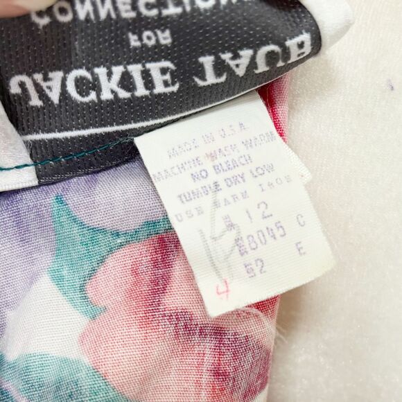 Vintage Jackie Taub for Connections Floral Midi Dress 12 Union Made Blue Red - Picture 9 of 12